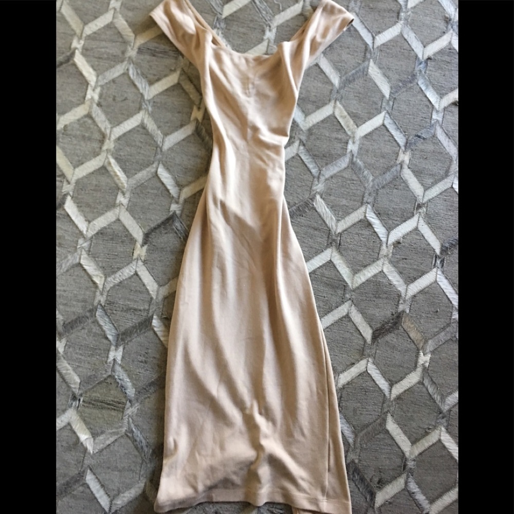 American Apparel Cream Sheath Mini Dress Off the Shoulder Cocktail